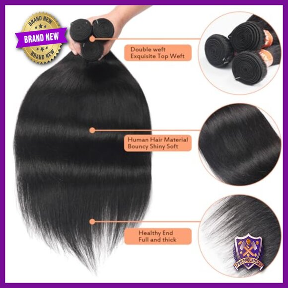 18 20 22 Inch Brazilian Virgin Hair Extensions 3 Bundles Straight Quick Weave main image 6